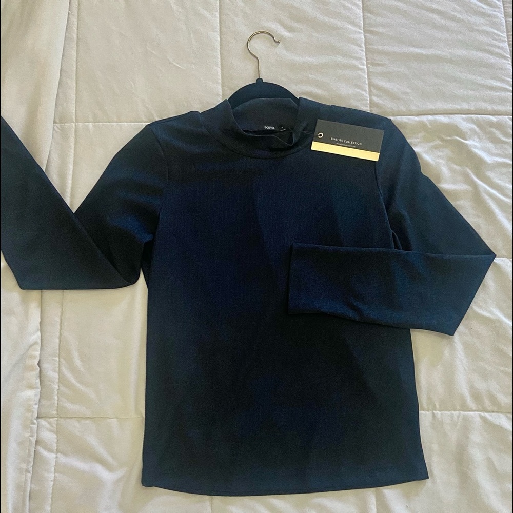 Mock Turtleneck blue with shimmery fabric